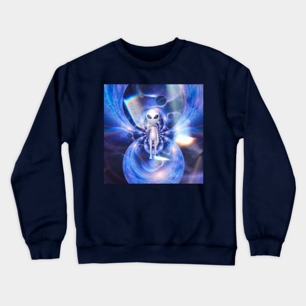 Alien in Space Fractal Crewneck Sweatshirt by rolffimages